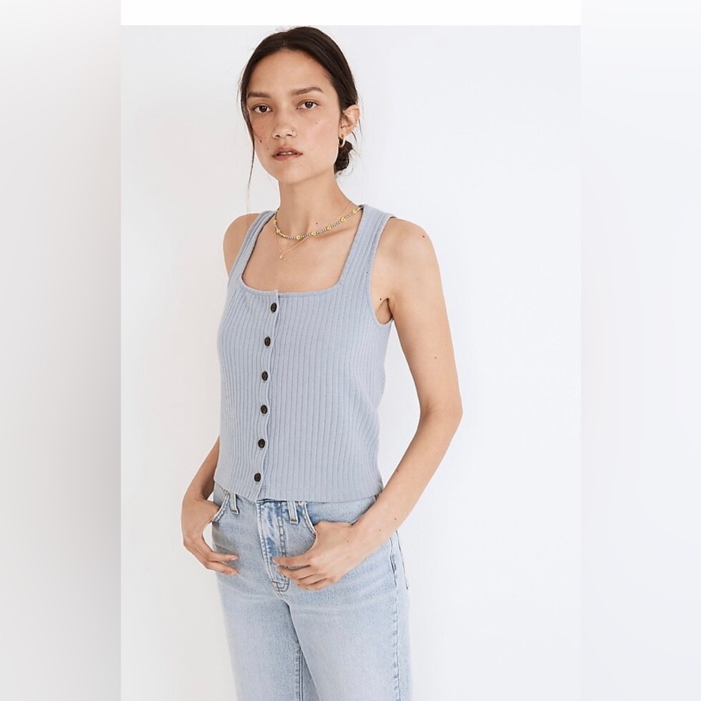 Madewell Ribbed Button Front Crop Top